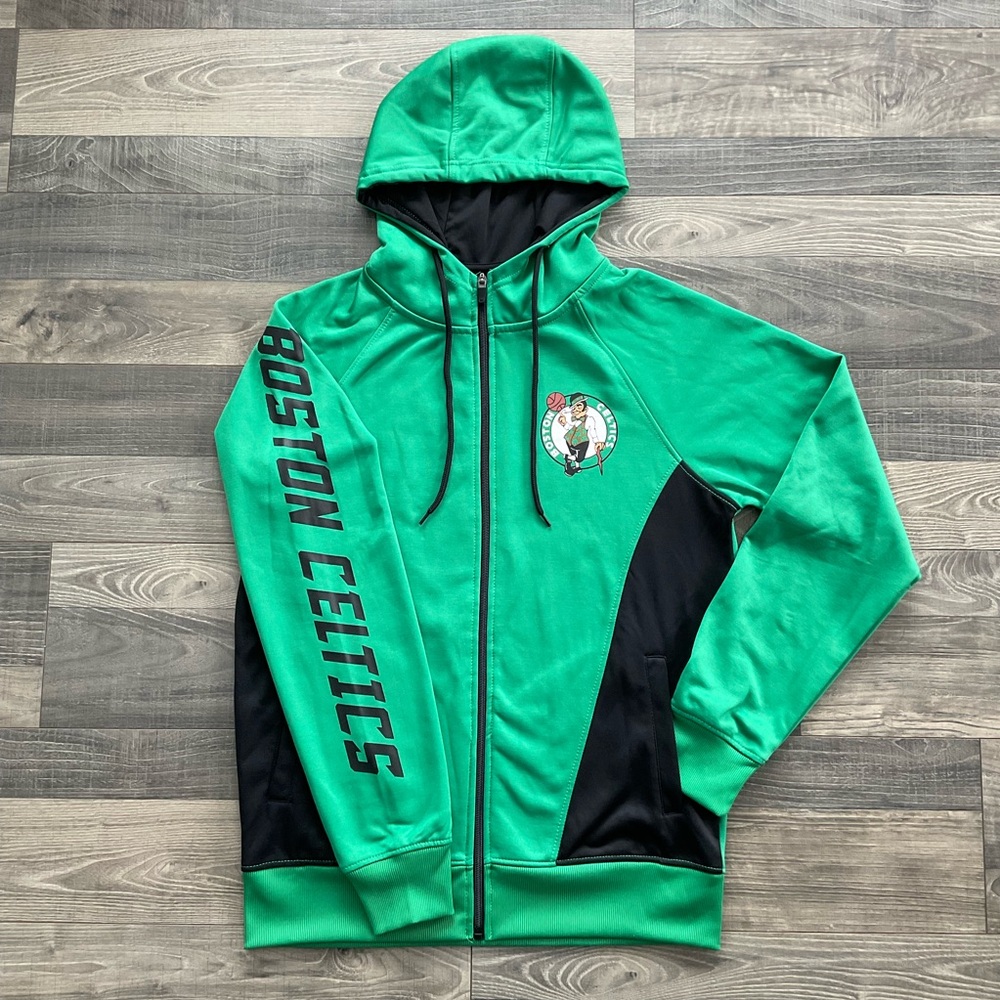 UNK Boston Celtics Full Zip Hoodie Sweatshirt Men’s SMALL Green Black NBA